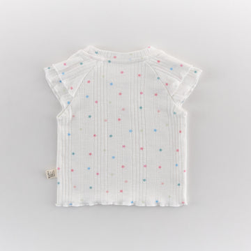 Kids Star Print Ruffle Sleeve Short Sleeve T-Shirt