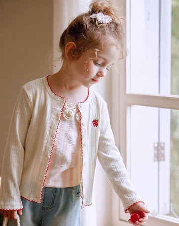 ベビー キッズ ワンポイント 刺繍 長袖 カーディガン【mh0013957】