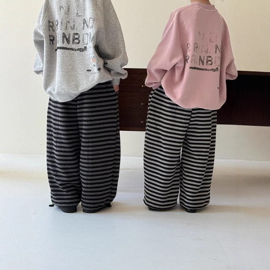 -ボーダーワイドパンツ ゆったりストレートスウェットパンツ【mh0010774】 - mamahalo shop - ロングパンツ・スウェットパンツ - べビー服 - 子供服 - 男の子 - 女の子