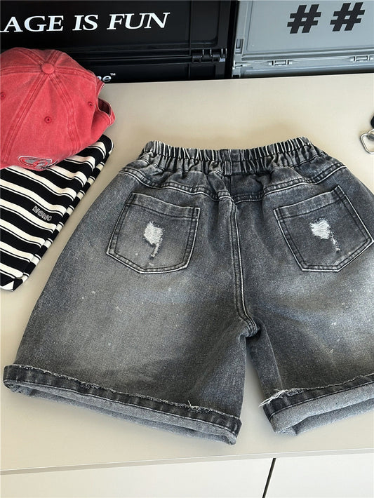 Distressed Denim Shorts ダメージデニム ハーフパンツ【mh0012938】