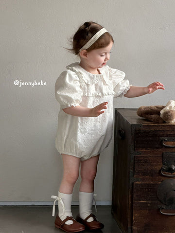 Eyelet Cotton Puff Sleeve Romper コットン レース パフスリーブ ロンパース【mh0012545】