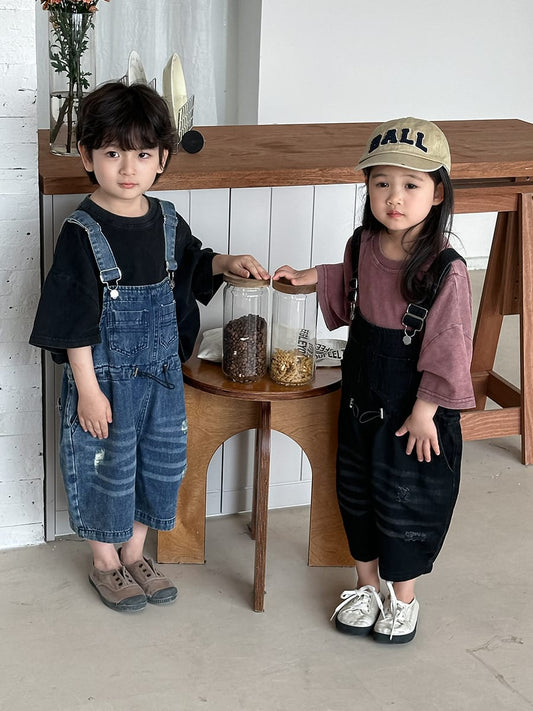 Vintage Casual Denim Overalls サロペット ハーフパンツ【mh0013468】
