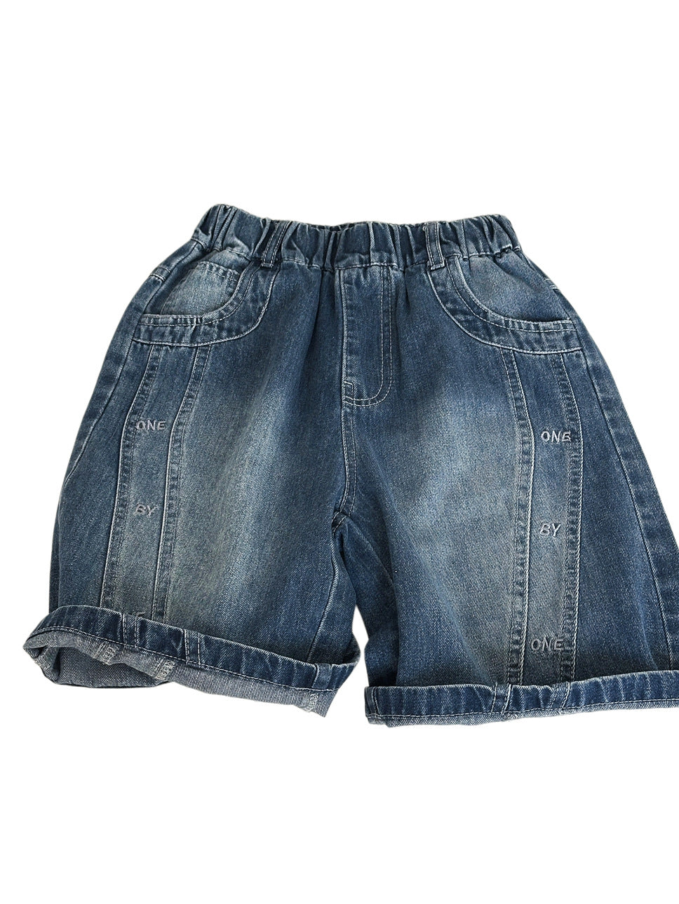 Embroidered Denim Shorts 英字刺繍 デニムハーフパンツ【mh0012958】