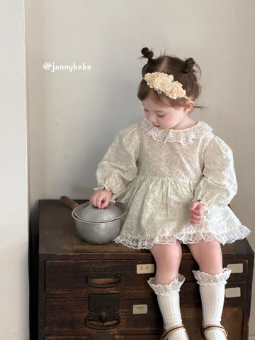 Floral Lace Collar Cotton Romper 花柄 コットン レース 襟付き ロンパース【mh0012556】
