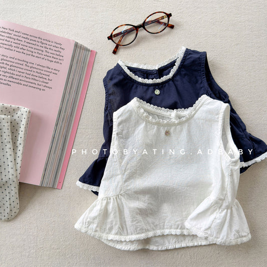 Sleeveless Lace Peplum Shirt レース ノースリーブブラウス【mh0013455】