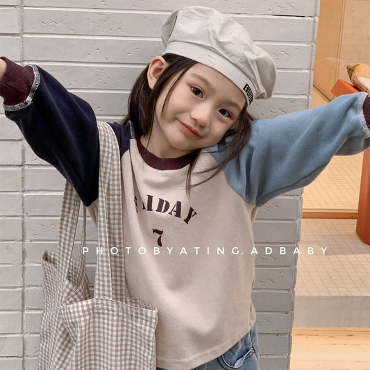 -ロゴプリント長袖スウェット ラグランTシャツ【mh0010812】 - mamahalo shop - - べビー服 - 子供服 - 男の子 - 女の子