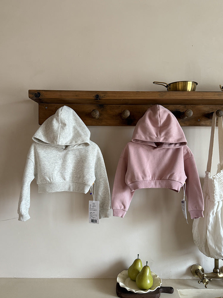 -クロップド丈パーカー 刺繍ロゴ入りフーディー ショートスウェット【mh0011053】 - mamahalo shop - カーディガン・パーカー - べビー服 - 子供服 - 男の子 - 女の子