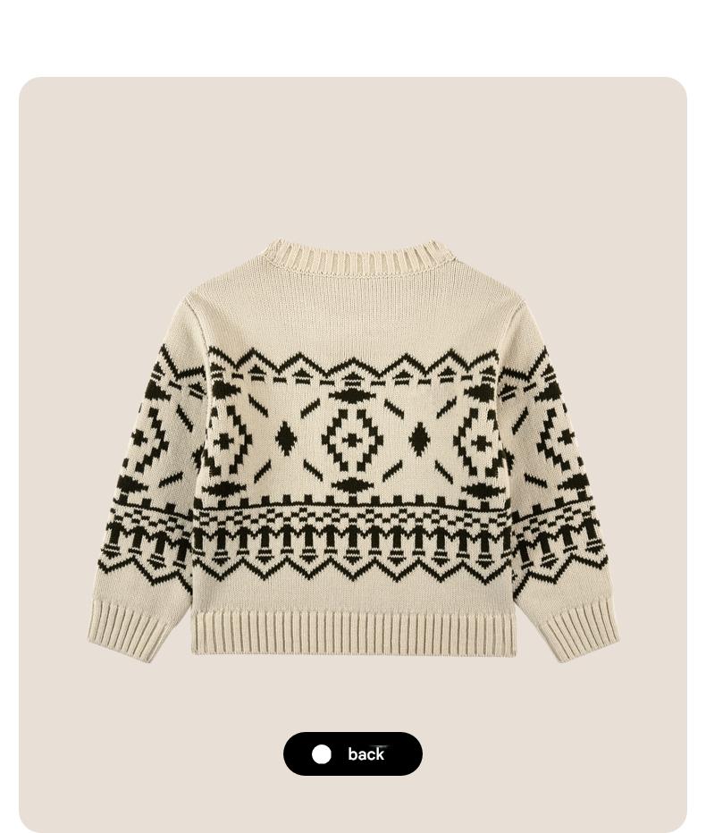 -長袖ニットセーター フェアアイル柄 北欧風 クルーネック プルオーバー【mh0011307】 - mamahalo shop - ニット・セーター - べビー服 - 子供服 - 男の子 - 女の子