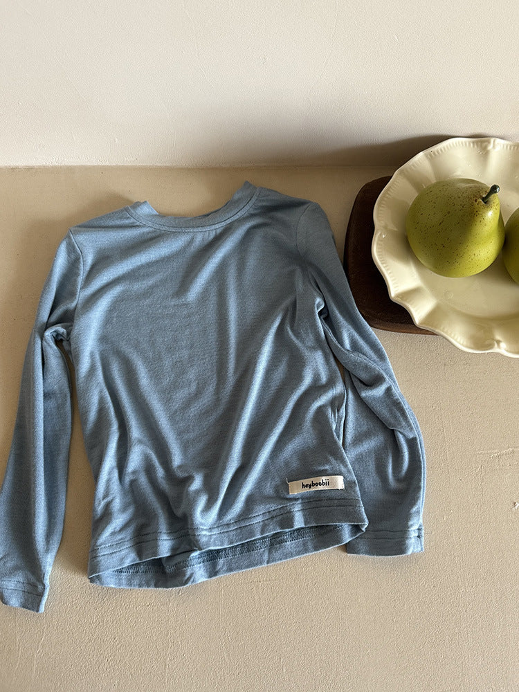 -ハイネックシンプルデイリー長袖Tシャツ【mh0011037】 - mamahalo shop - 長袖Tシャツ - べビー服 - 子供服 - 男の子 - 女の子