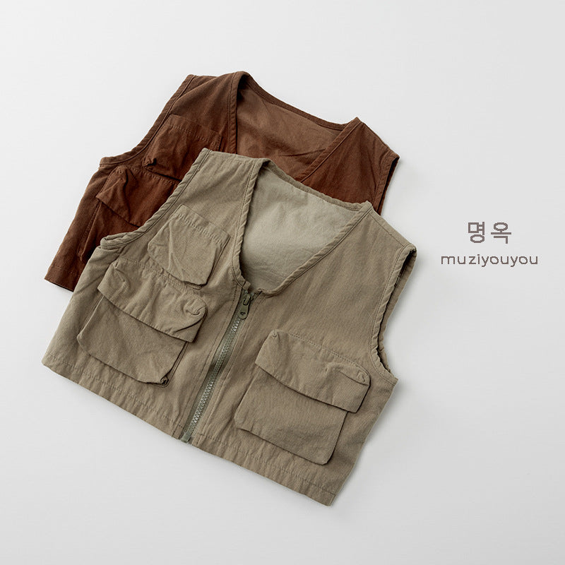 -ビッグポケットフィッシャーマンベスト【mh0010878】 - mamahalo shop - ベスト - べビー服 - 子供服 - 男の子 - 女の子