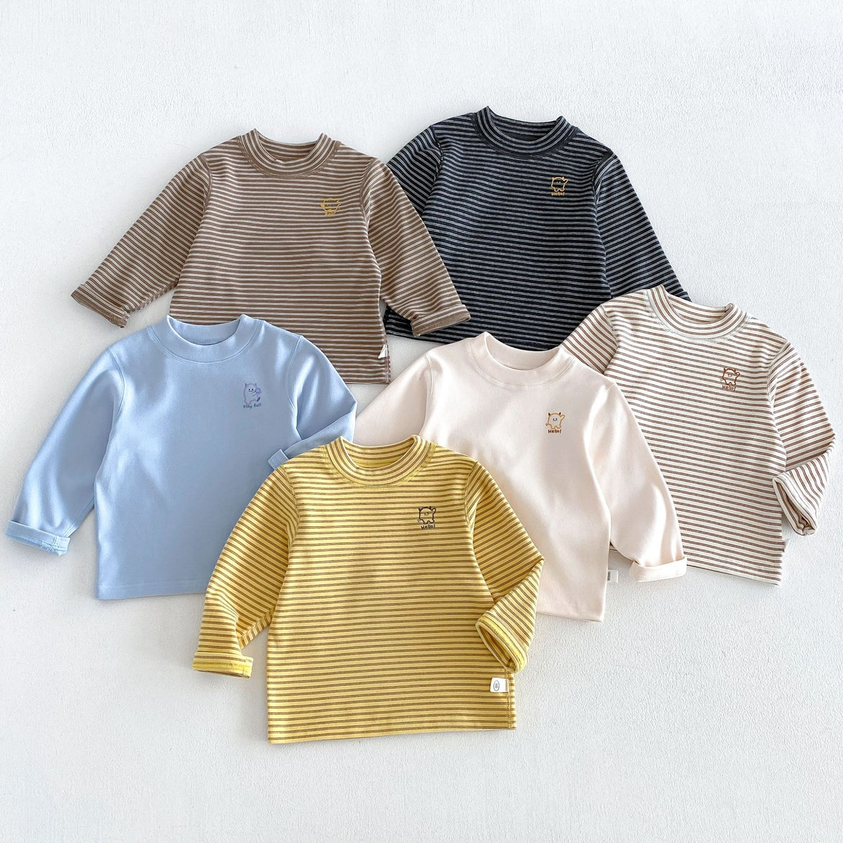 キッズ ボーダー ワンポイント刺繍 長袖Tシャツ / イージー ロングパンツ【mh0014771】