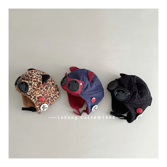 キッズ帽子 ねこ耳 サングラス フライトハット パイロットキャップ【mh0011811】