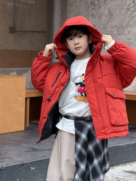 中綿フーディジャケット ボーイズ アウターコート フード付き モッズコート【mh0011862】