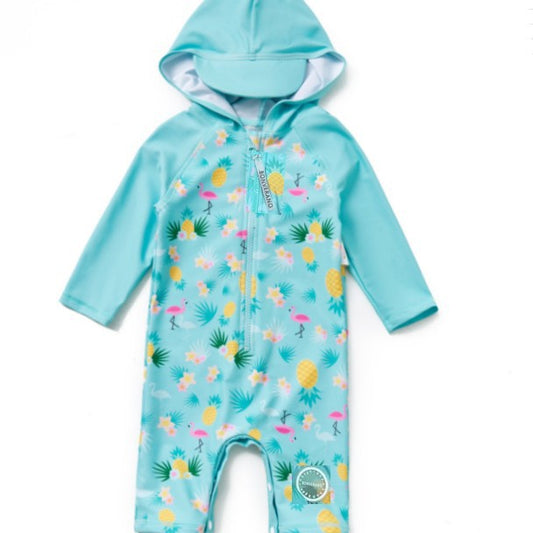 One-piece Hooded Sun-protection Swimsuit プリント フード付き長袖水着【mh0013318】