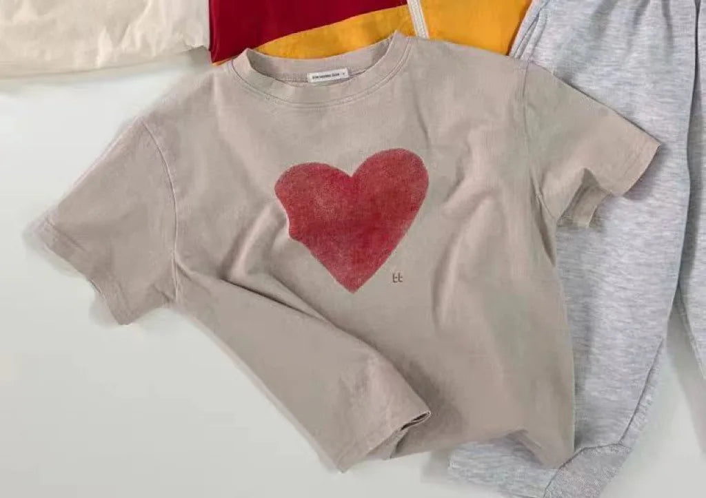 -ベビートップス 半袖ハートプリントTシャツ 2カラー【mh0005469】 - mamahalo shop - 半袖Tシャツ - べビー服 - 子供服 - 男の子 - 女の子