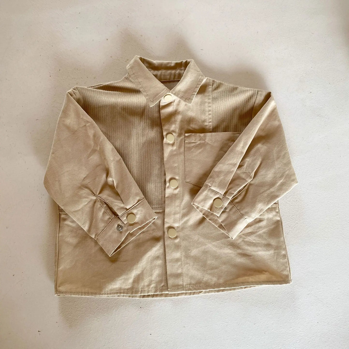 -キッズトップス パッチワーク長袖オーバーシャツ 2カラー【mh0007052】 - mamahalo shop - 長袖シャツ・ブラウス - べビー服 - 子供服 - 男の子 - 女の子