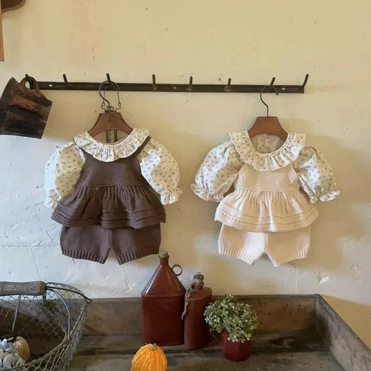 -ベビーセットアップ 2点セット ニットベスト バルーンパンツ 2カラー - mamahalo shop - ノースリーブセットアップ - べビー服 - 子供服 - 男の子 - 女の子