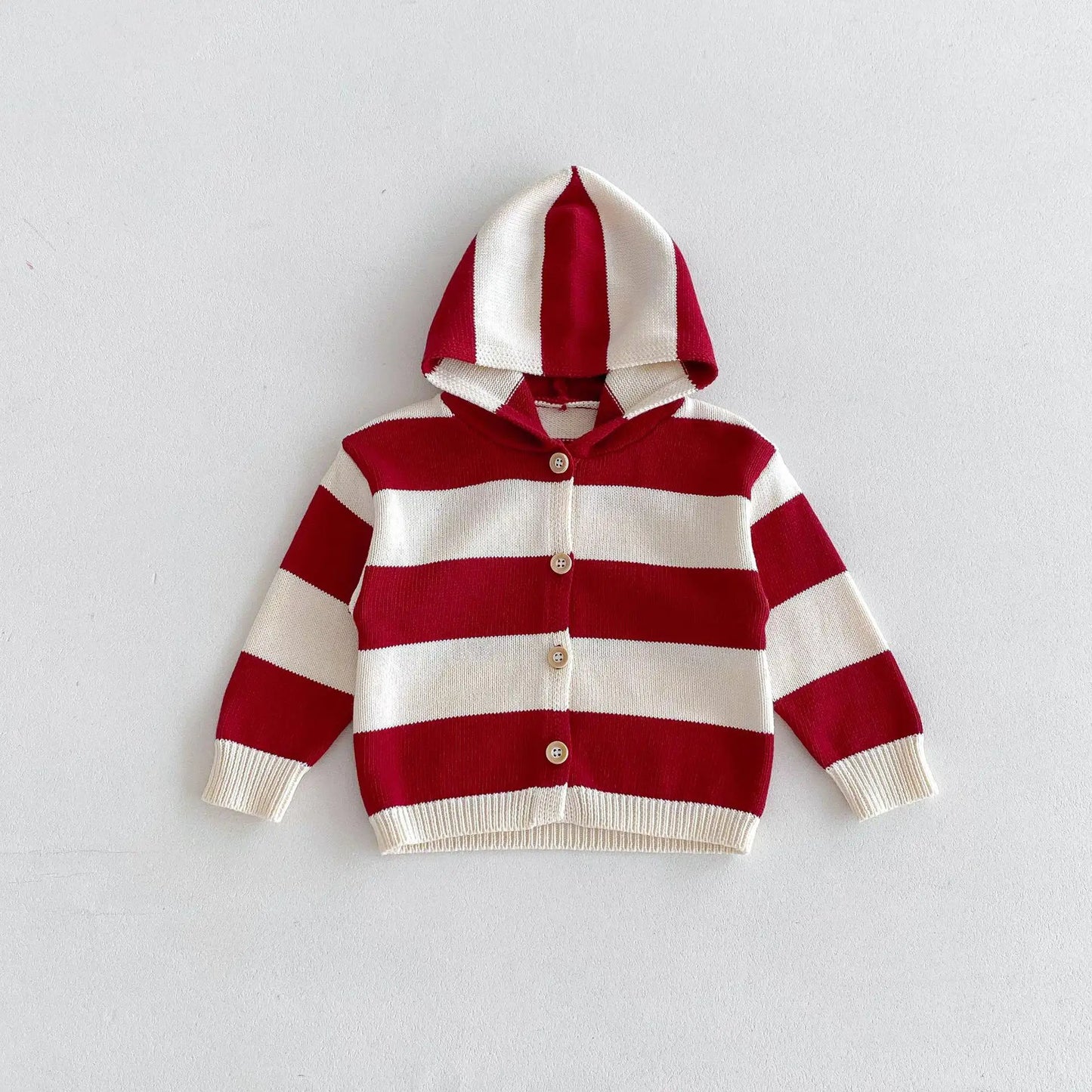 -キッズカーディガン 太ボーダーフーディニットジャケット - mamahalo shop - カーディガン・パーカー - べビー服 - 子供服 - 男の子 - 女の子