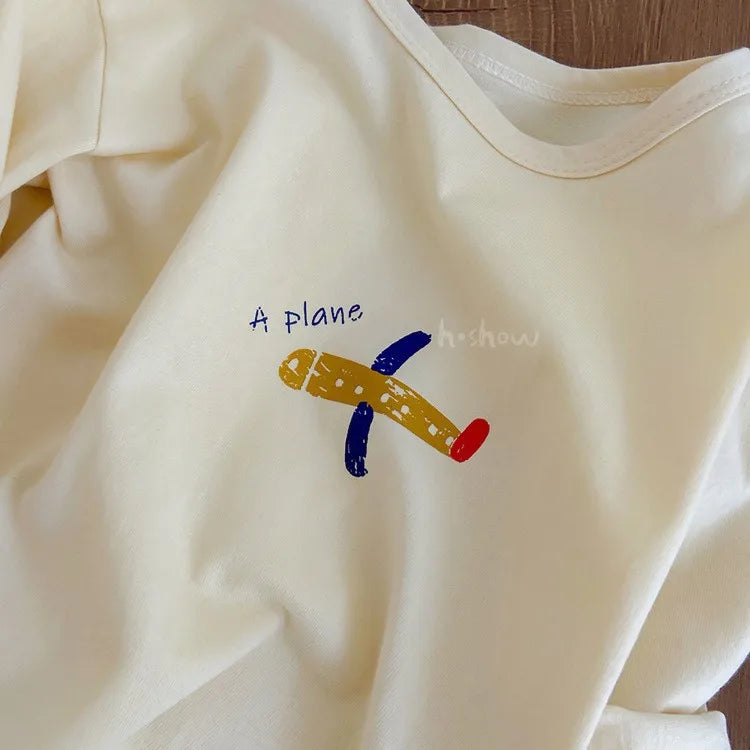 -キッズトップス 長袖Tシャツ サーカス 車 飛行機 家 プリント 4カラー - mamahalo shop - 長袖Tシャツ - べビー服 - 子供服 - 男の子 - 女の子