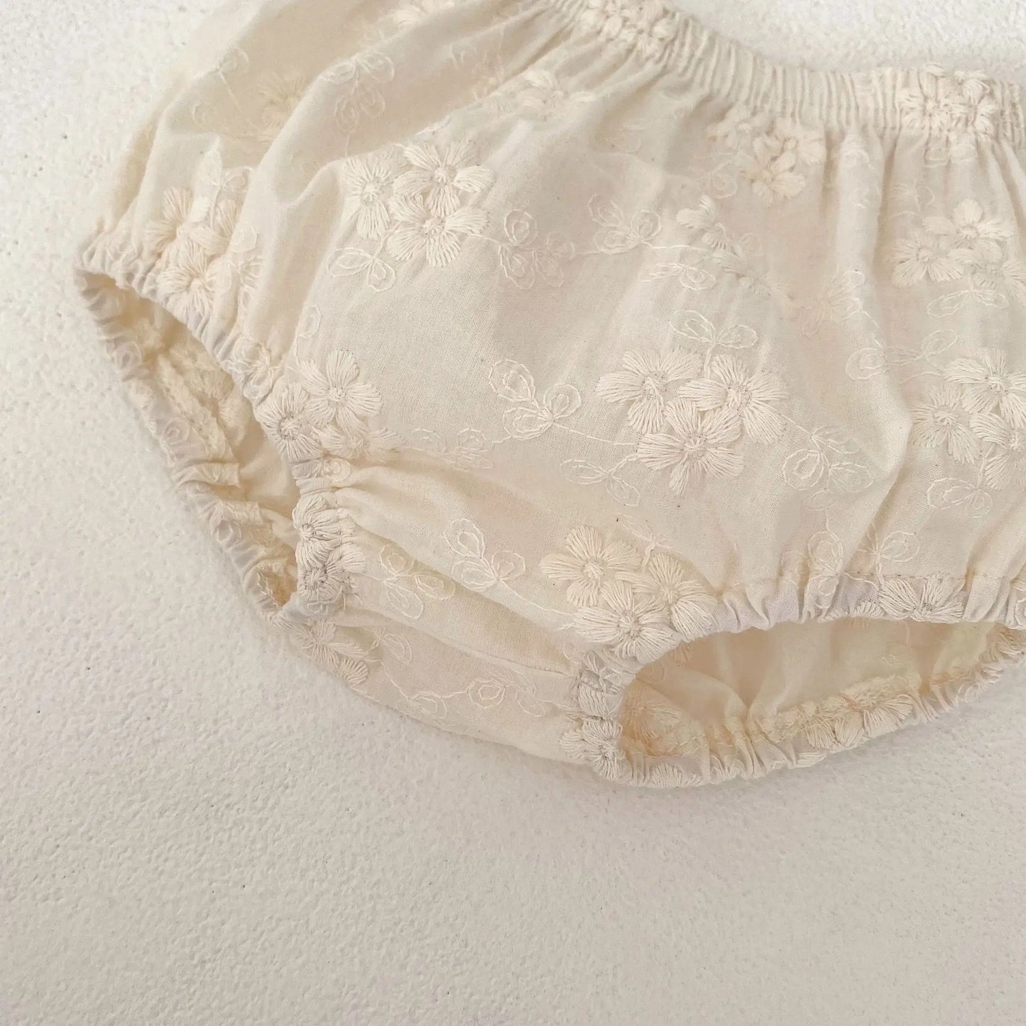 -ベビーセットアップ 2点セット 半袖パフスリーブリボンブラウス+ブルマパンツ ベージュ【mh0004615】 - mamahalo shop - 半袖セットアップ - べビー服 - 子供服 - 男の子 - 女の子