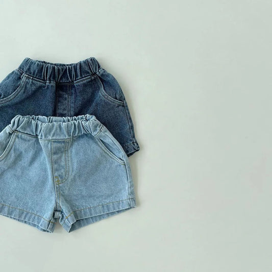 -キッズパンツ デニム ショートパンツ ブルー 2カラー【mh0004546】 - mamahalo shop - ハーフパンツ・ショートパンツ - べビー服 - 子供服 - 男の子 - 女の子