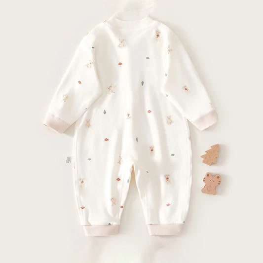 -ベビーロンパース 長袖ジャンプスーツ ベアくまうさぎプリント【mh0006479】 - mamahalo shop - 長袖ロンパース - べビー服 - 子供服 - 男の子 - 女の子