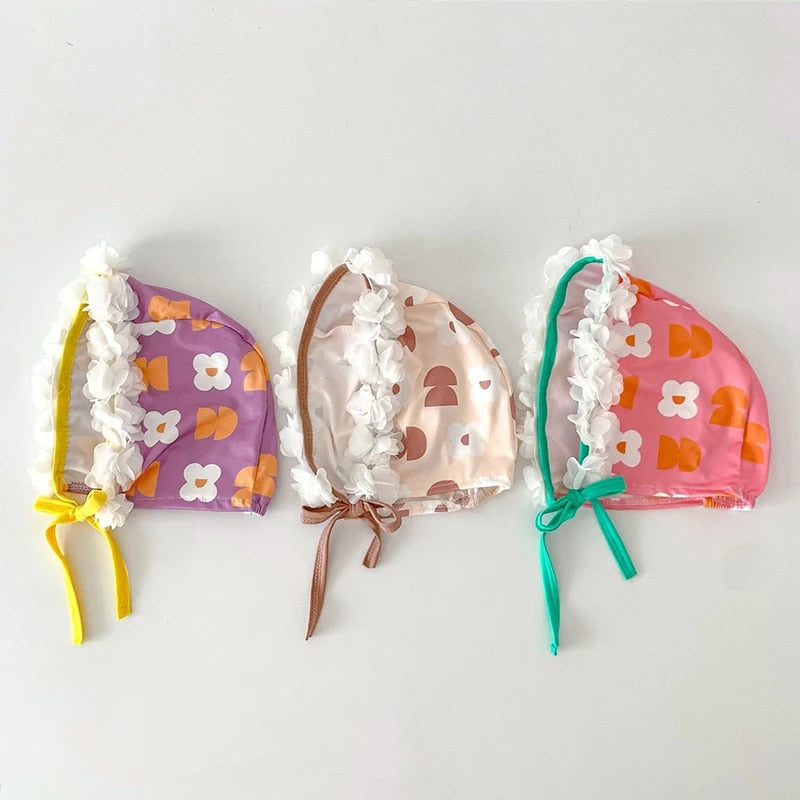 -ベビー水着 ビキニ セパレート スイムウェア リボン 帽子セット 3カラー【mh0004919】 - mamahalo shop - ベビー用水着 - べビー服 - 子供服 - 男の子 - 女の子