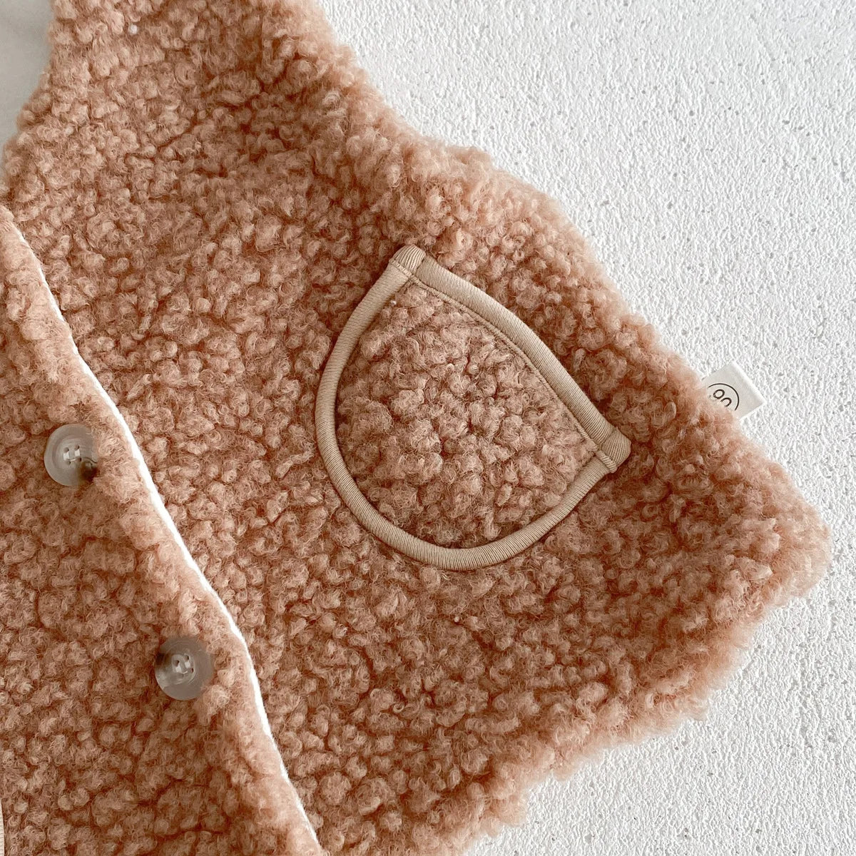 -ベビーアウター ボアフリース もこもこベスト 耳付き帽子セット コーヒー ホワイト 2カラー - mamahalo shop - ベスト - べビー服 - 子供服 - 男の子 - 女の子