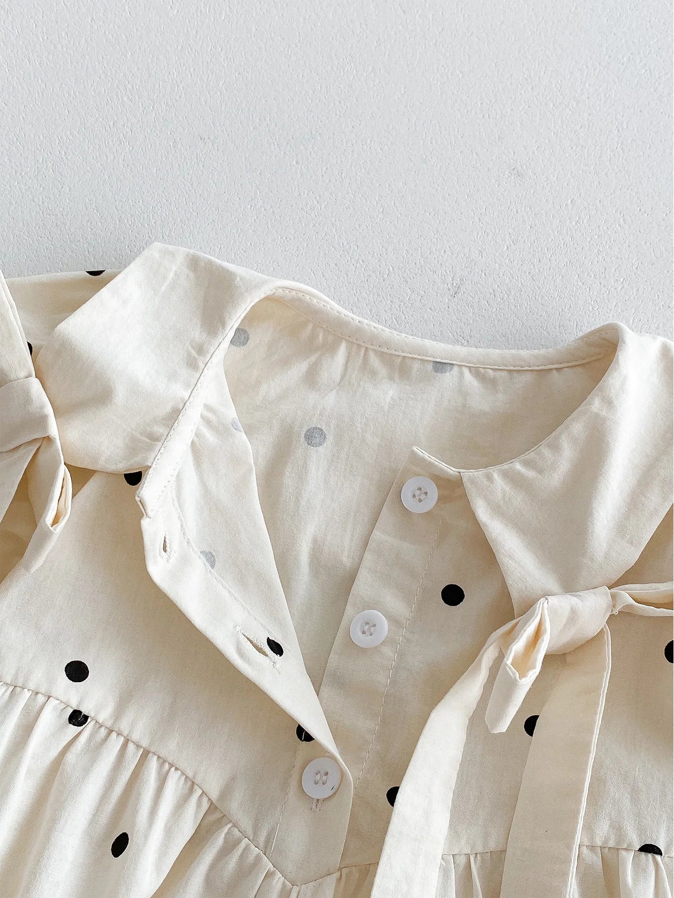 -ベビーロンパース 半袖パフスリーブリボンボディスーツ 水玉ドットプリント リボンヘアバンドセット【mh0005263】 - mamahalo shop - 半袖ロンパース - べビー服 - 子供服 - 男の子 - 女の子