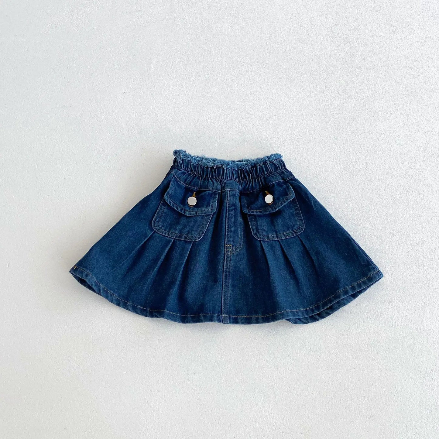 -キッズセットアップ 2点セット デニム長袖シャツ+ポケットアクセントデニムスカート - mamahalo shop - 長袖セットアップ - べビー服 - 子供服 - 男の子 - 女の子