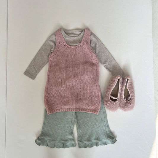 -キッズトップス パンツ ニットノースリーブベスト プリント長袖 Tシャツ ワイドレッグパンツ - mamahalo shop - ロングパンツ・スウェットパンツ - べビー服 - 子供服 - 男の子 - 女の子