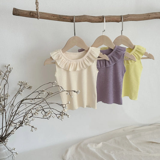 -ベビートップス ロータス サークル襟 ノースリーブTシャツ 3カラー【mh0006296】 - mamahalo shop - タンクトップ・キャミソール・ノースリーブトップス - べビー服 - 子供服 - 男の子 - 女の子
