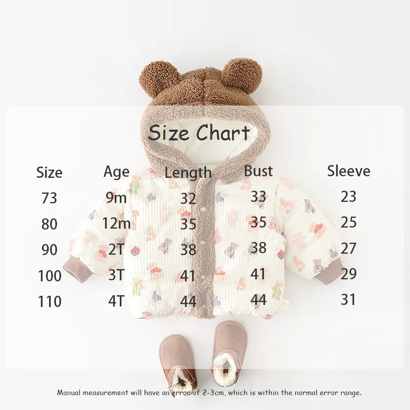 -ベビーアウター 裏フリースジャケット くま耳フーディコート ボアフリースフード - mamahalo shop - ショートコート・ジャケット・ジャンパー - べビー服 - 子供服 - 男の子 - 女の子