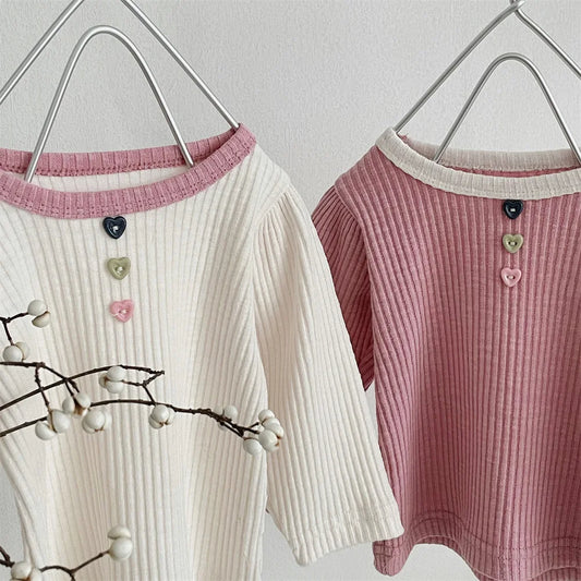 -ベビートップス 長袖Tシャツ シンプルベーシック バイカラー 2カラー【mh0006389】 - mamahalo shop - 長袖Tシャツ - べビー服 - 子供服 - 男の子 - 女の子