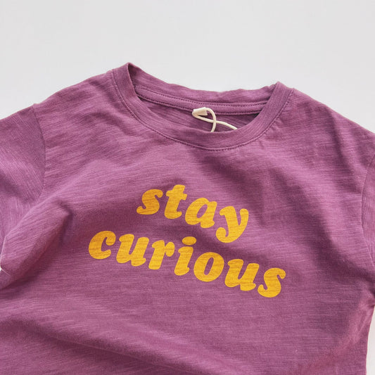 -キッズ レターロゴ プリント 半袖 Tシャツ グレープ パープル ユニセックス - mamahalo shop - 半袖Tシャツ - べビー服 - 子供服 - 男の子 - 女の子