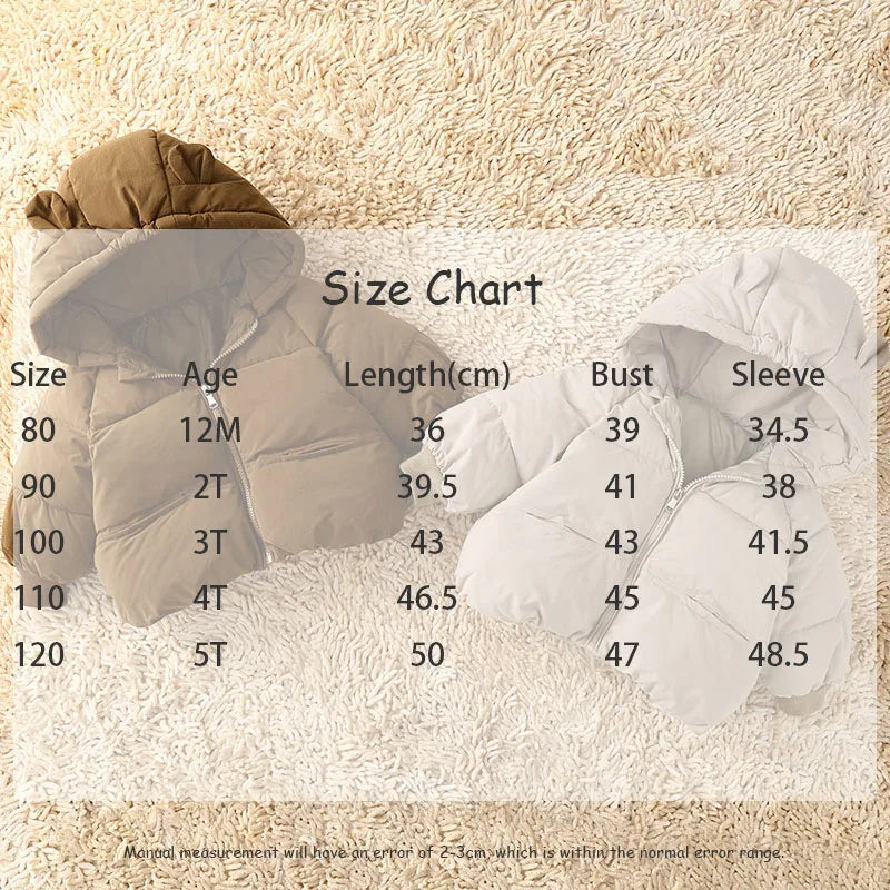 -ベビーアウター 耳付きフーディコート 中綿ダウンジャケット ベージュ/コーヒー/2カラー【mh0004168】 - mamahalo shop - ショートコート・ジャケット・ジャンパー - べビー服 - 子供服 - 男の子 - 女の子