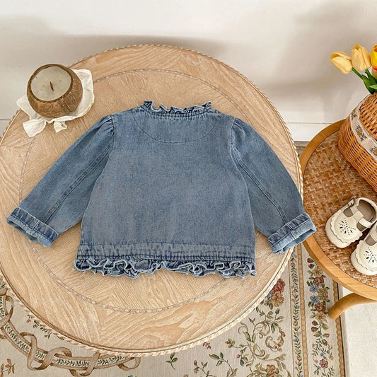 -ベビーキッズアウター フリルデニムジャケットコート【mh0007036】 - mamahalo shop - ショートコート・ジャケット・ジャンパー - べビー服 - 子供服 - 男の子 - 女の子