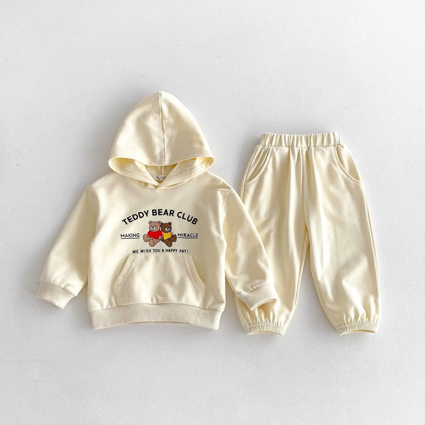 -キッズセットアップ 2点セット ベアくまプリントフーディパーカー+ロングスウェットパンツ 2カラー【mh0007006】 - mamahalo shop - 長袖セットアップ - べビー服 - 子供服 - 男の子 - 女の子