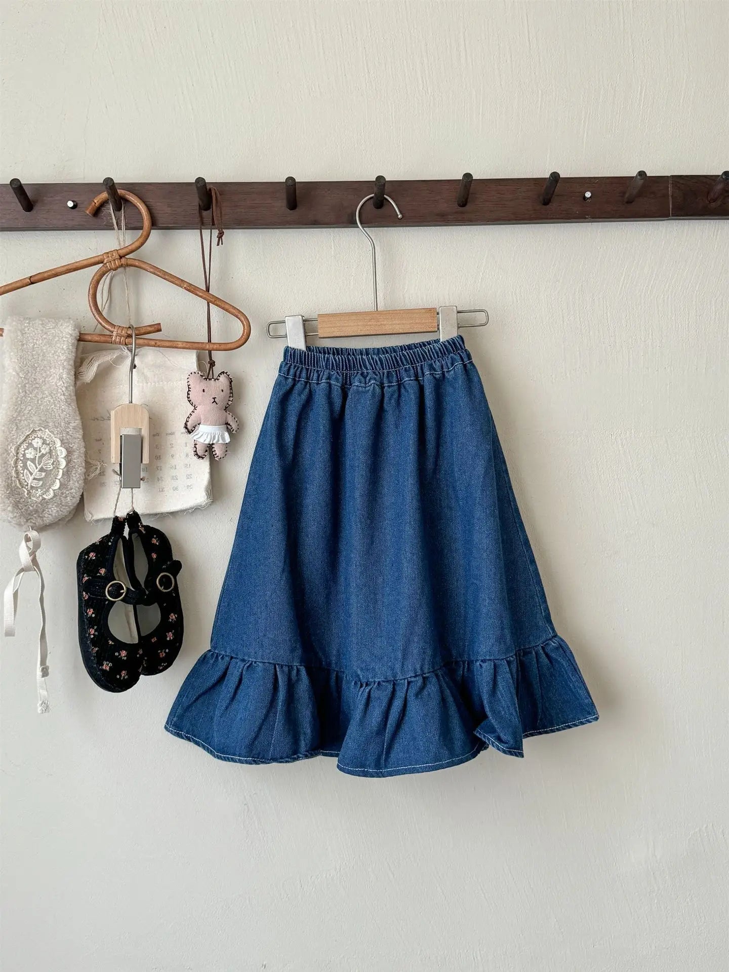 -キッズスカート 裾フリルデニムスカート - mamahalo shop - スカート - べビー服 - 子供服 - 男の子 - 女の子