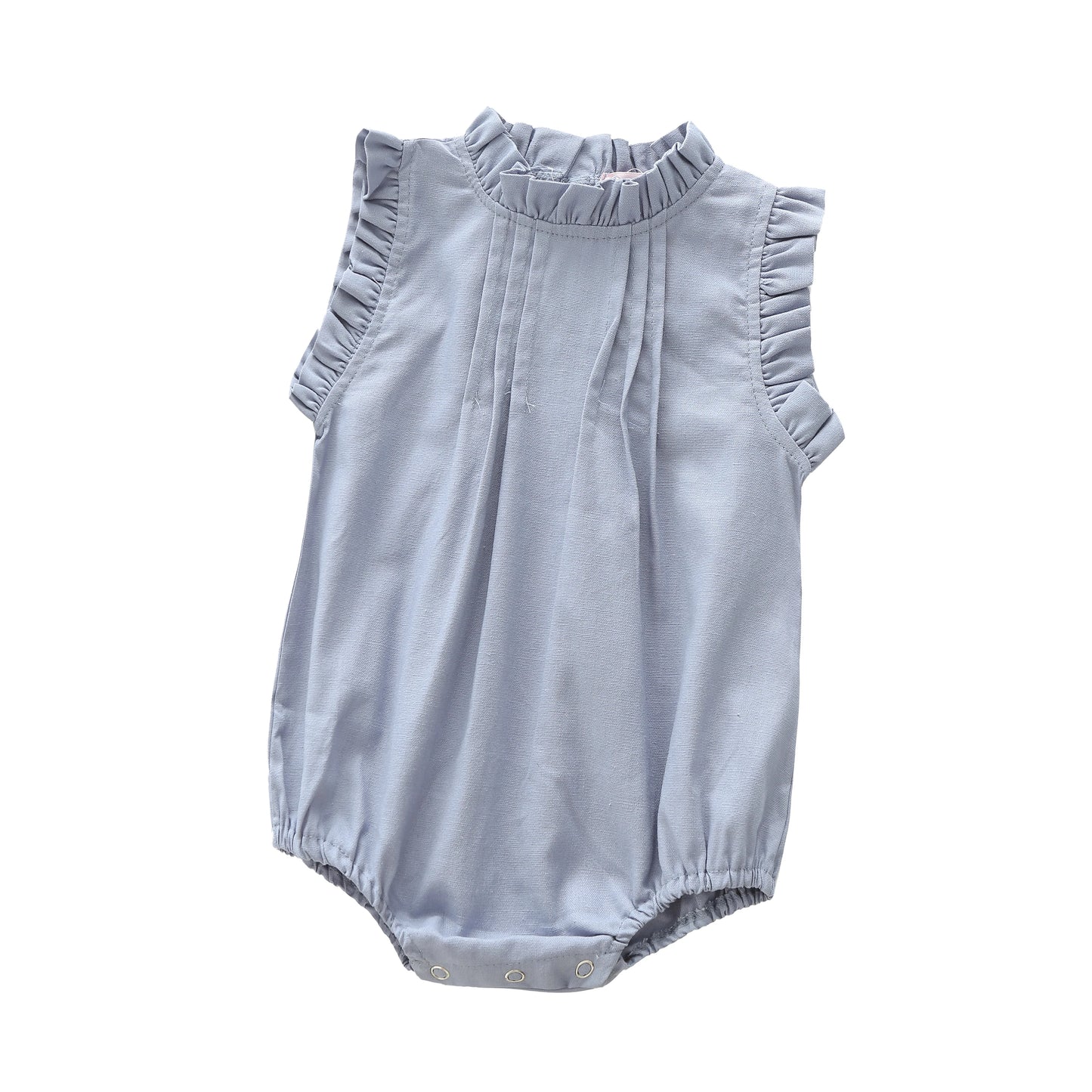 -☺︎ ベビーロンパース コットンリネン フリルカラー ノースリーブボディスーツ 4カラー - mamahalo shop - ノースリーブロンパース - べビー服 - 子供服 - 男の子 - 女の子