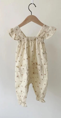 -ベビージャンプスーツ フリルノースリーブつなぎ サロペット 無地/フラワー花柄プリント【mh0006063】 - mamahalo shop - ノースリーブジャンプスーツ - べビー服 - 子供服 - 男の子 - 女の子