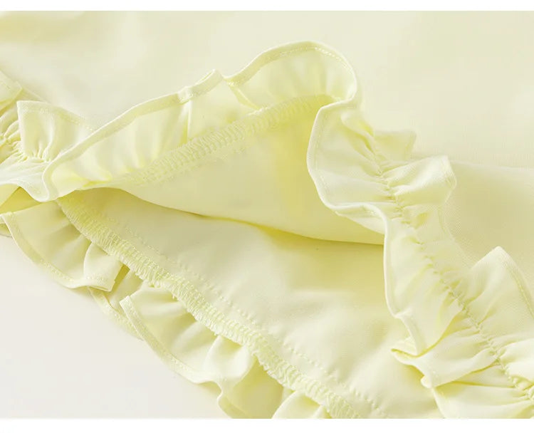 -キッズセットアップ 2点セット ノースリーブ裾フリルブラウス+スリットショートパンツ 2カラー【mh0005244】 - mamahalo shop - ノースリーブセットアップ - べビー服 - 子供服 - 男の子 - 女の子