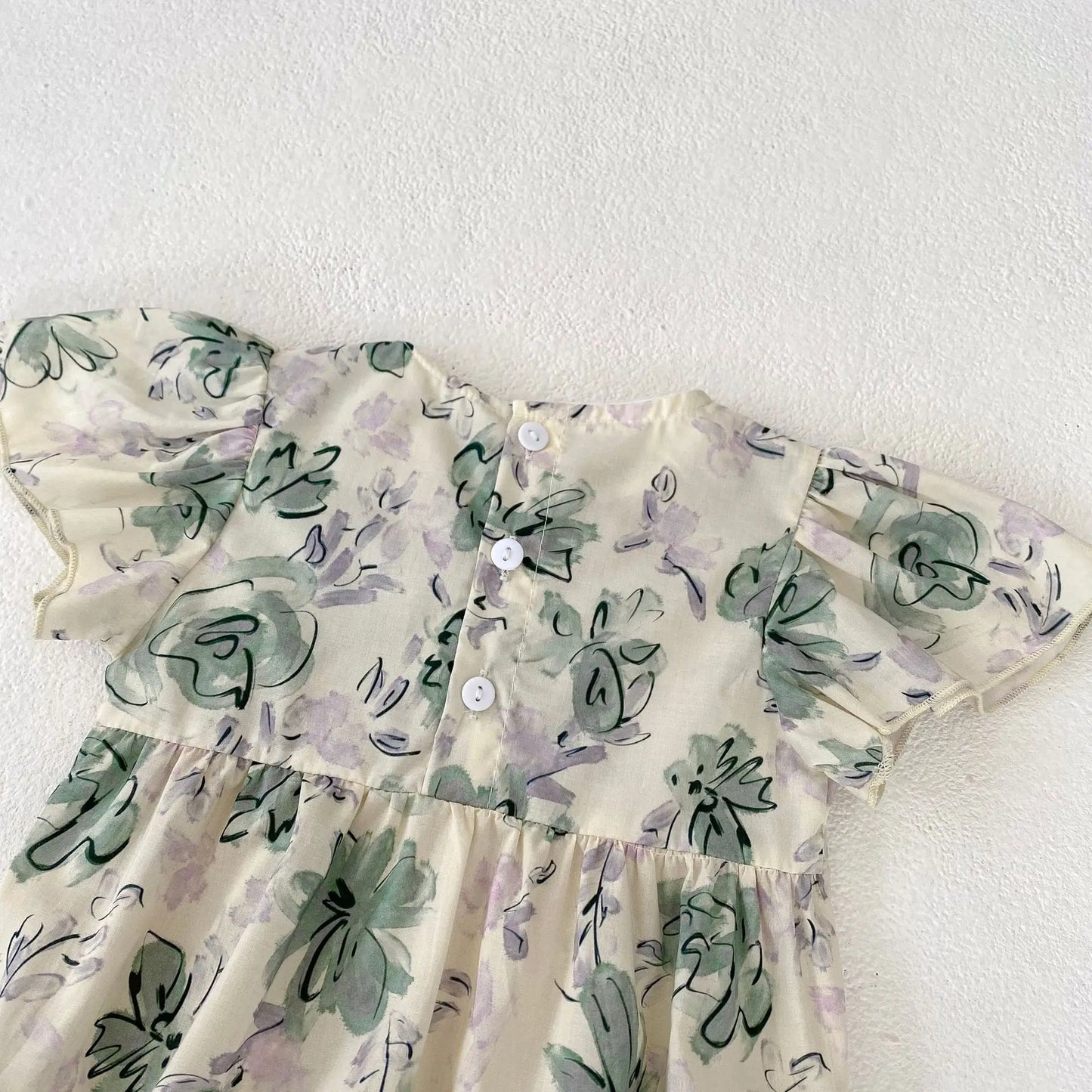 -ベビーロンパース 半袖フリルスリーブボディスーツ リボン フラワー花柄プリント【mh0004642】 - mamahalo shop - 半袖ロンパース - べビー服 - 子供服 - 男の子 - 女の子