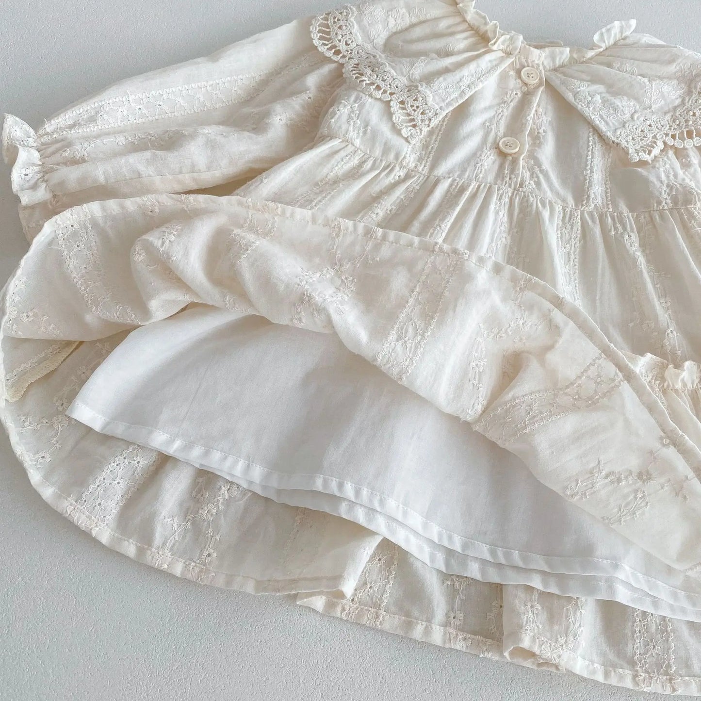 -キッズワンピース レース襟刺繍長袖プリンセスドレスワンピース - mamahalo shop - 長袖ワンピース - べビー服 - 子供服 - 男の子 - 女の子