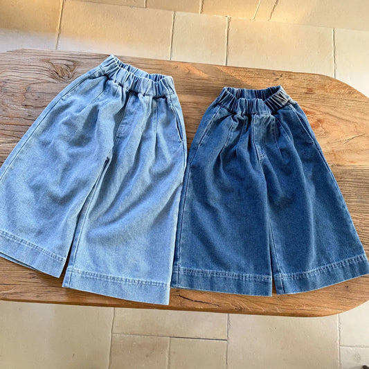 -キッズパンツ ソフトデニムルーズワイドバギーパンツ 2カラー【mh0006690】 - mamahalo shop - デニムパンツ - べビー服 - 子供服 - 男の子 - 女の子