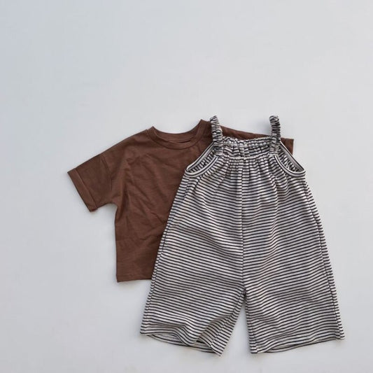 -キッズ サロペットパンツ ボーダー サスペンダーパンツ ワイドルーズパンツ ユニセックス 男の子 女の子 子供服【mh0002905】 - mamahalo shop - サロペットパンツ・サスペンダーパンツ - べビー服 - 子供服 - 男の子 - 女の子