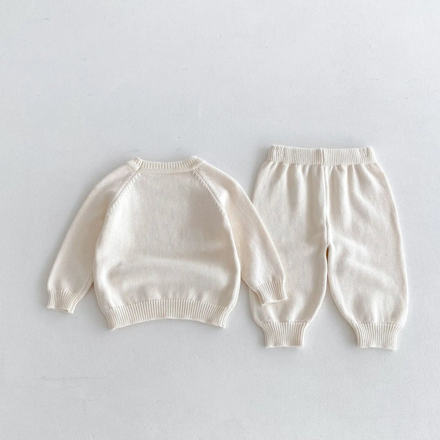 -キッズトップス/パンツ ニット 長袖セーター/ニットロングパンツ シンプルベーシック 2カラー - mamahalo shop - 長袖セットアップ - べビー服 - 子供服 - 男の子 - 女の子