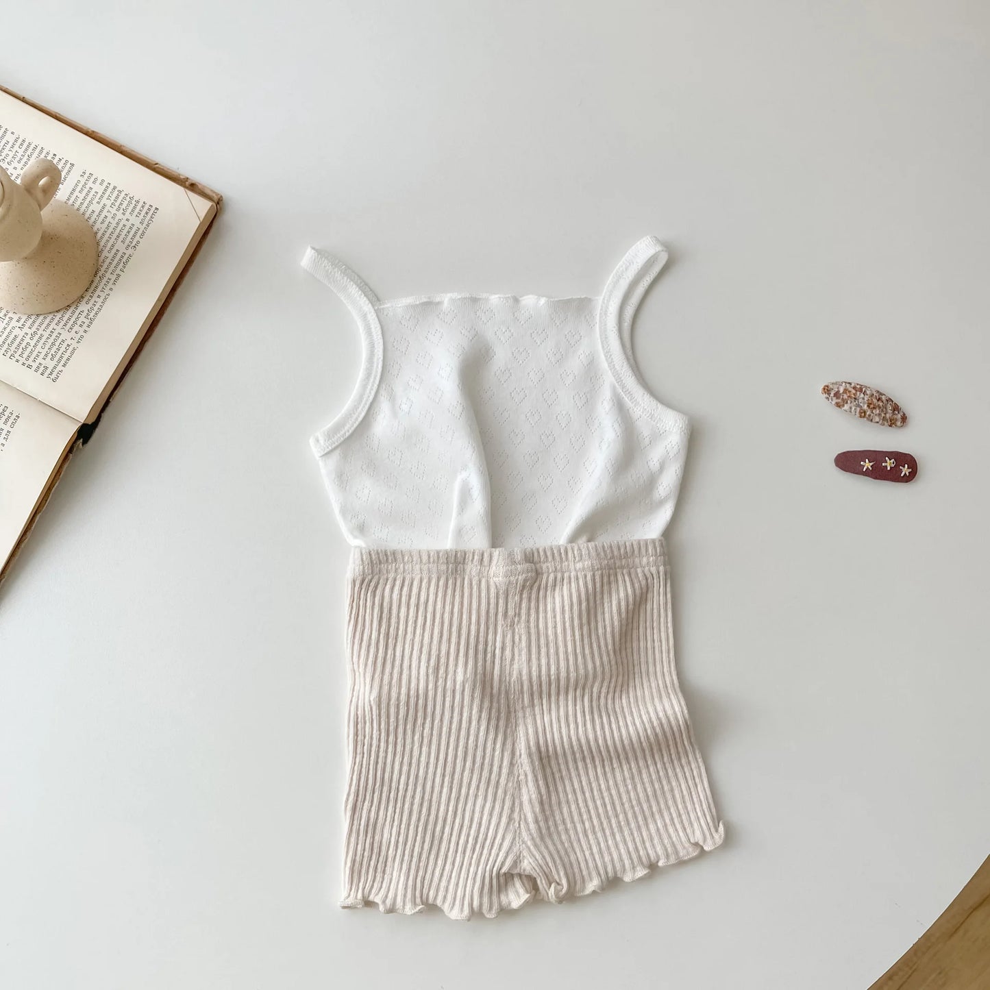 -ベビートップス ハートレースニット キャミソールトップス 2カラー【mh0004846】 - mamahalo shop - タンクトップ・キャミソール・ノースリーブトップス - べビー服 - 子供服 - 男の子 - 女の子