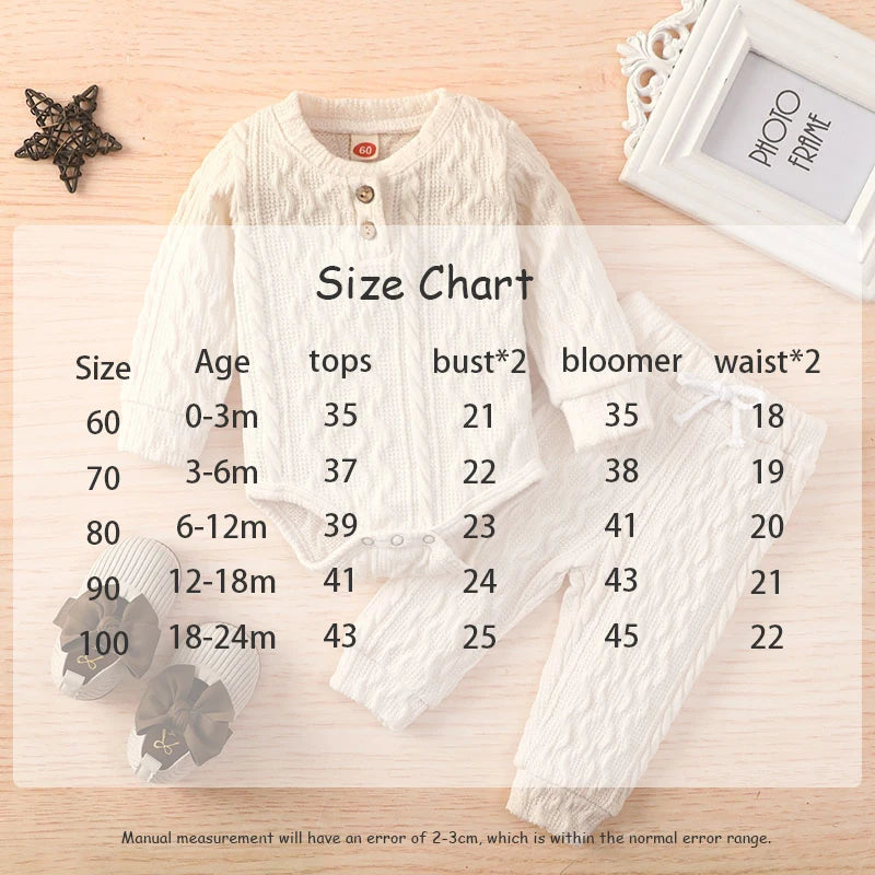 -ベビーセットアップ 2点セット ニット 長袖ロンパース+ロングパンツ 3カラー【mh0006257】 - mamahalo shop - ロンパースセットアップ - べビー服 - 子供服 - 男の子 - 女の子