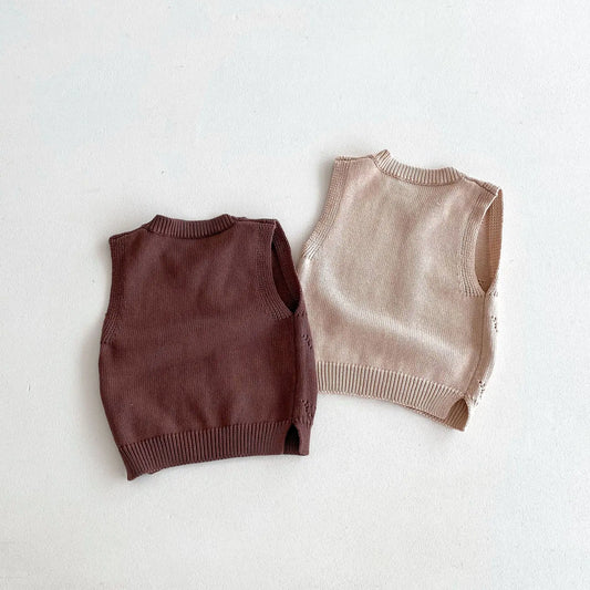 -キッズベスト レースニット 前あきベスト 2カラー - mamahalo shop - ベスト - べビー服 - 子供服 - 男の子 - 女の子